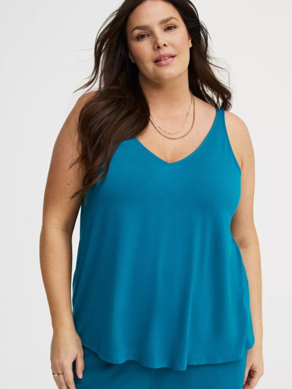Torrid Super Soft Knits 1 (1X) - Blue V-Neck Tank Top - Long Tunic/Swing Style